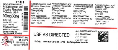938-30 (Acetaminophen Codeine 60760 938 30)